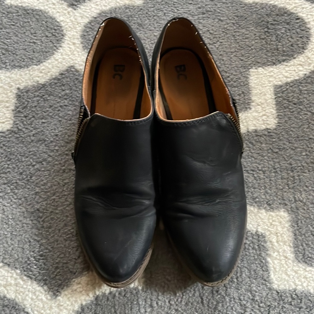 BC black leather booties